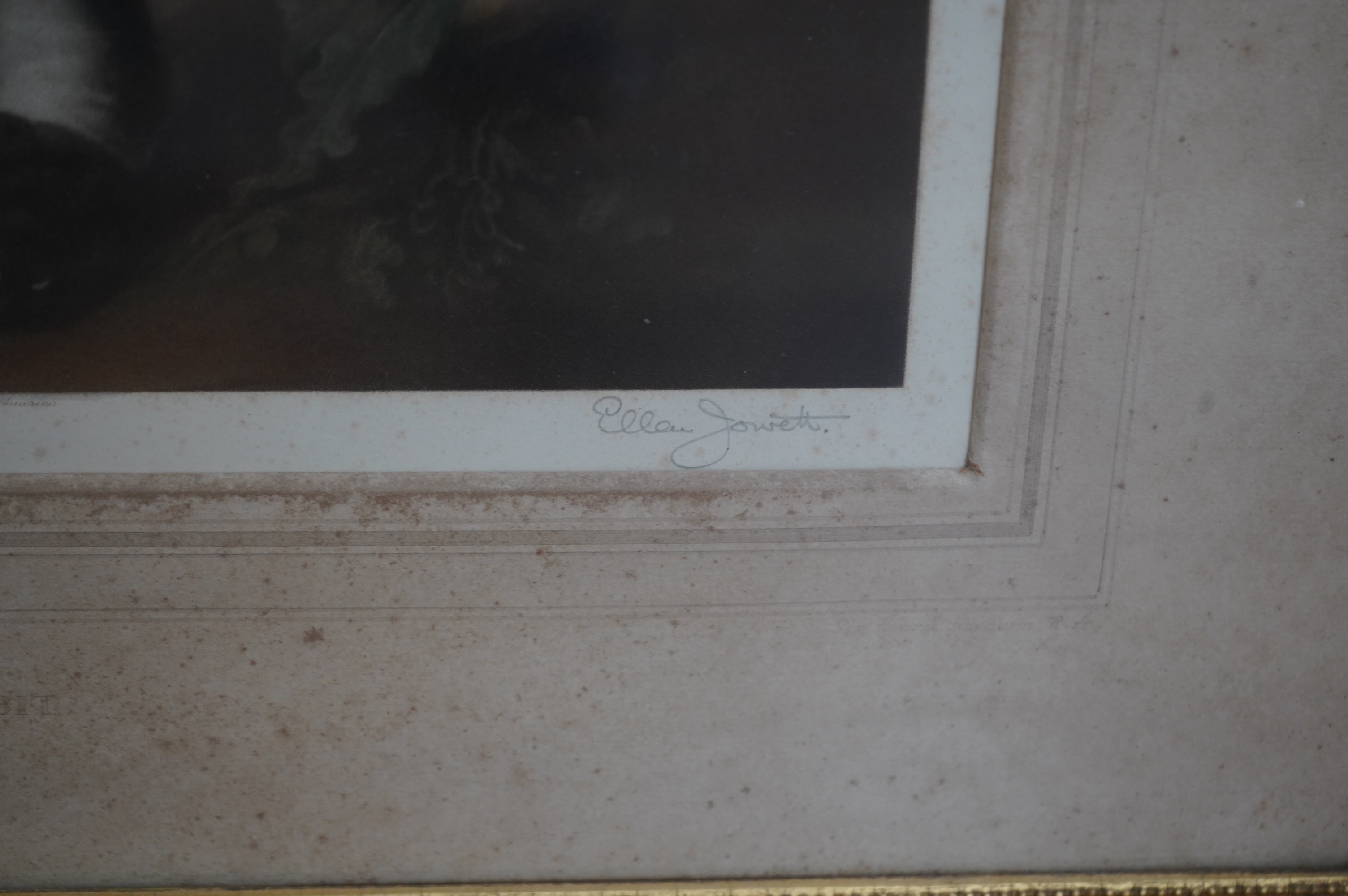 After Sir Henry Raeburn RA (Scottish, 1756-1823), mezzotint, 'The Boy with Rabbit', printed in colour by hand by N Jowett, published by Frost and Reed, 1923, signed in pencil, 50 x 39cm, gilt framed. Condition - poor